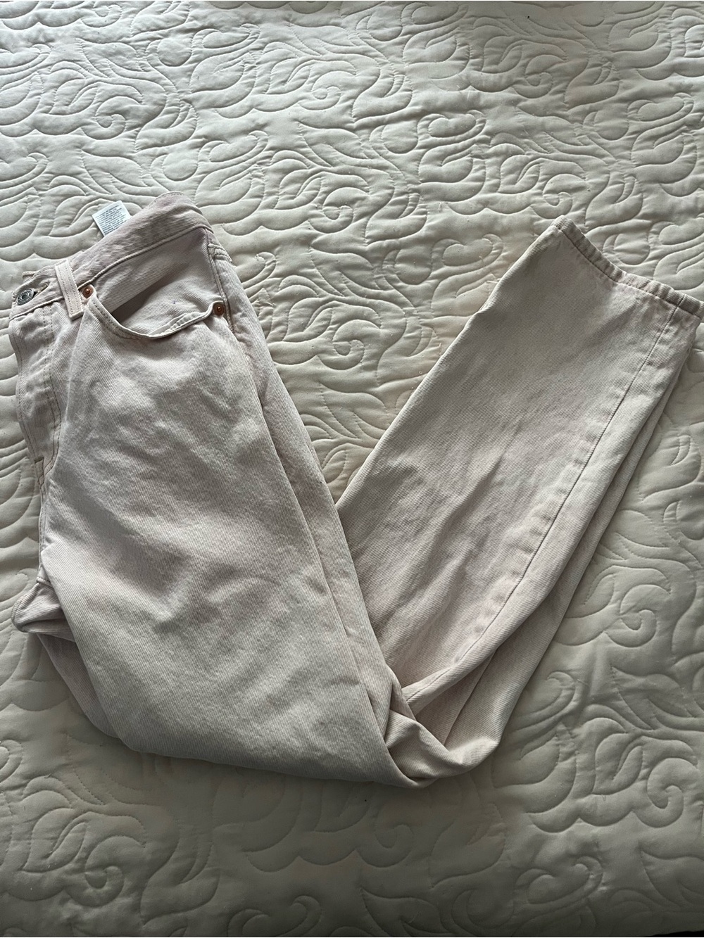 Levis 501 High-Rise Jeans in Light Beige Size 27